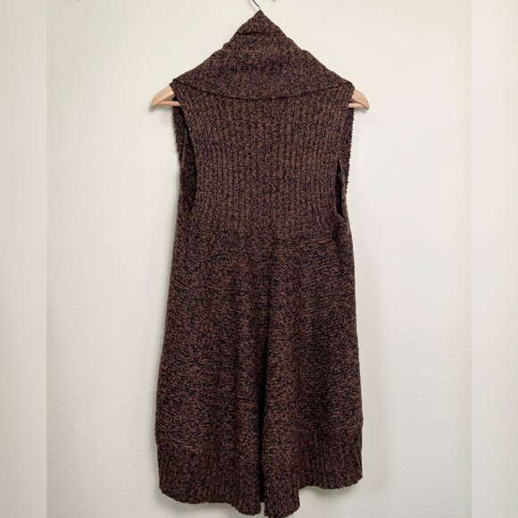 FEVER Brown & Black Marled Open Front Draped Cardigan Vest Extra Large - Picture 7 of 7